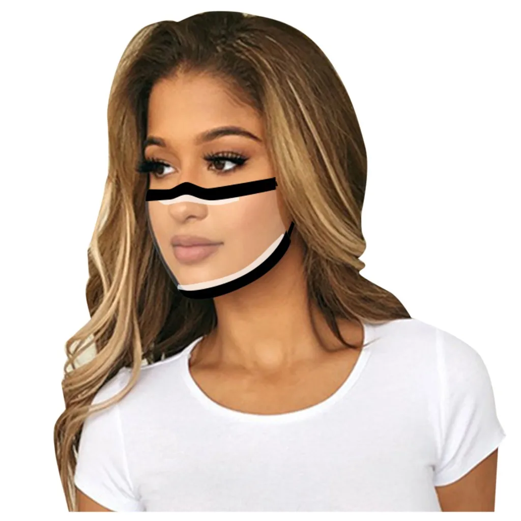 

5pcs Prints Mask With Clear Window Visible Expression Face Cover Adult Print Dust-proof Breathable Comfortable Maks Mascarilla