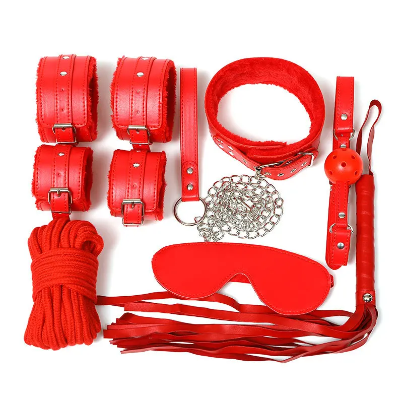 Сексуальный плюшевый 7 шт. Экологичные ПУ женские взрослые наручники повязка на