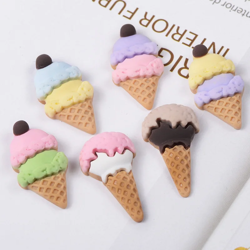 10 шт смолы стерео моделирование крем мороженое 15*29 мм Мобильный телефон Чехол DIY