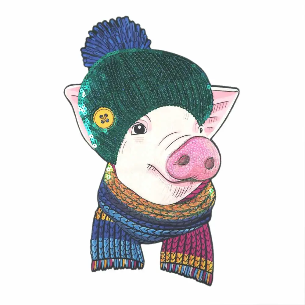 

large embroidery big pig animal cartoon patches for clothing HA-44
