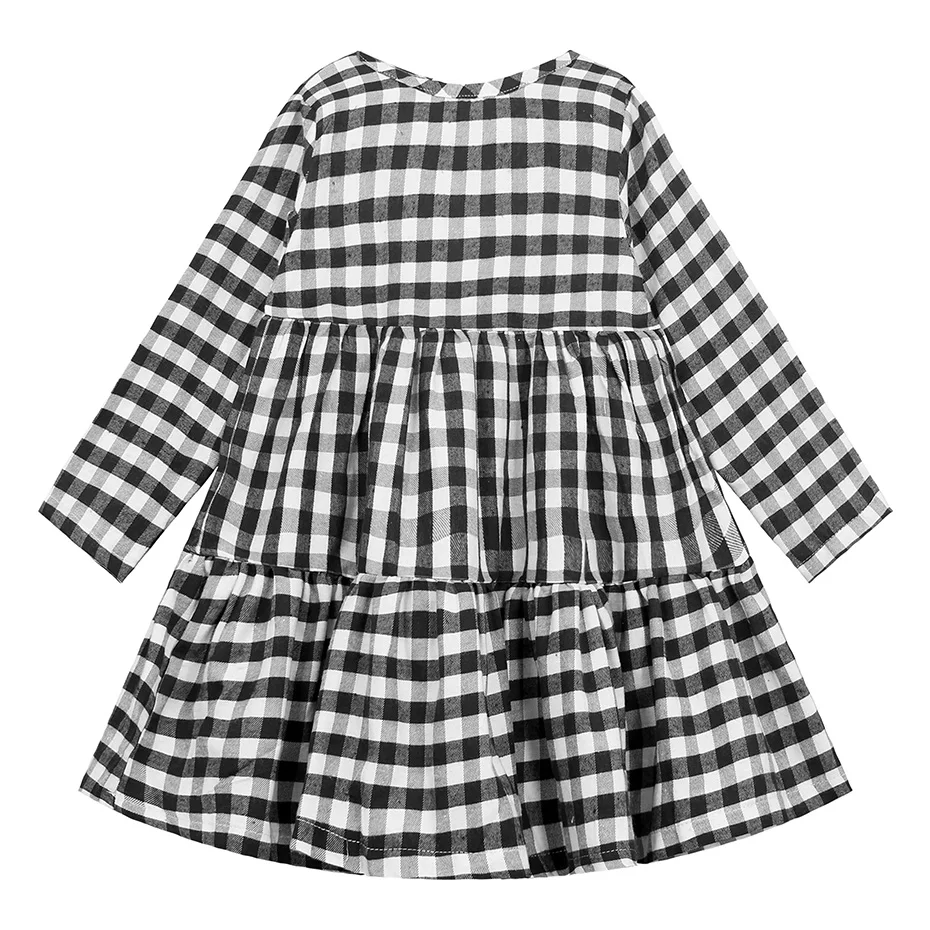 Платье для девочек весенне-осеннее повседневное клетчатое с бантом на возраст 6 8