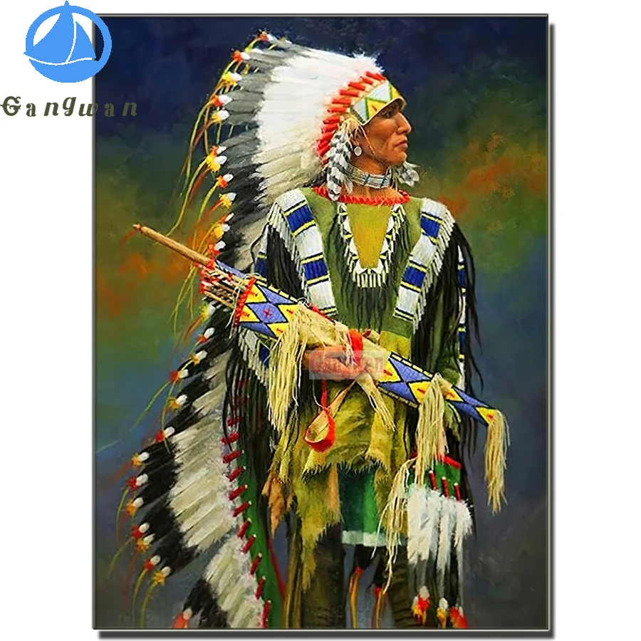 

Eagle Feather Indian Chief Kit Diy 5d Diamond Painting Full Square Cross Stitch Mosaic diy round Diamond Embroidery Wall Sticker