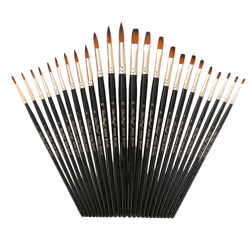 

12 шт./компл. набор нейлоновых волосяных Краски ing для рисования акварельными красками и гуашью, кисточка для гуашь набор кистей для рисовани...