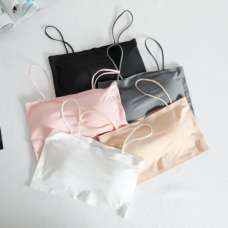 

2021 Summer Women's Crop Top Sexy Elastic Camis sleeveless Short Tank Top Bralette Streetwear Seamless Push Up Bras for Women