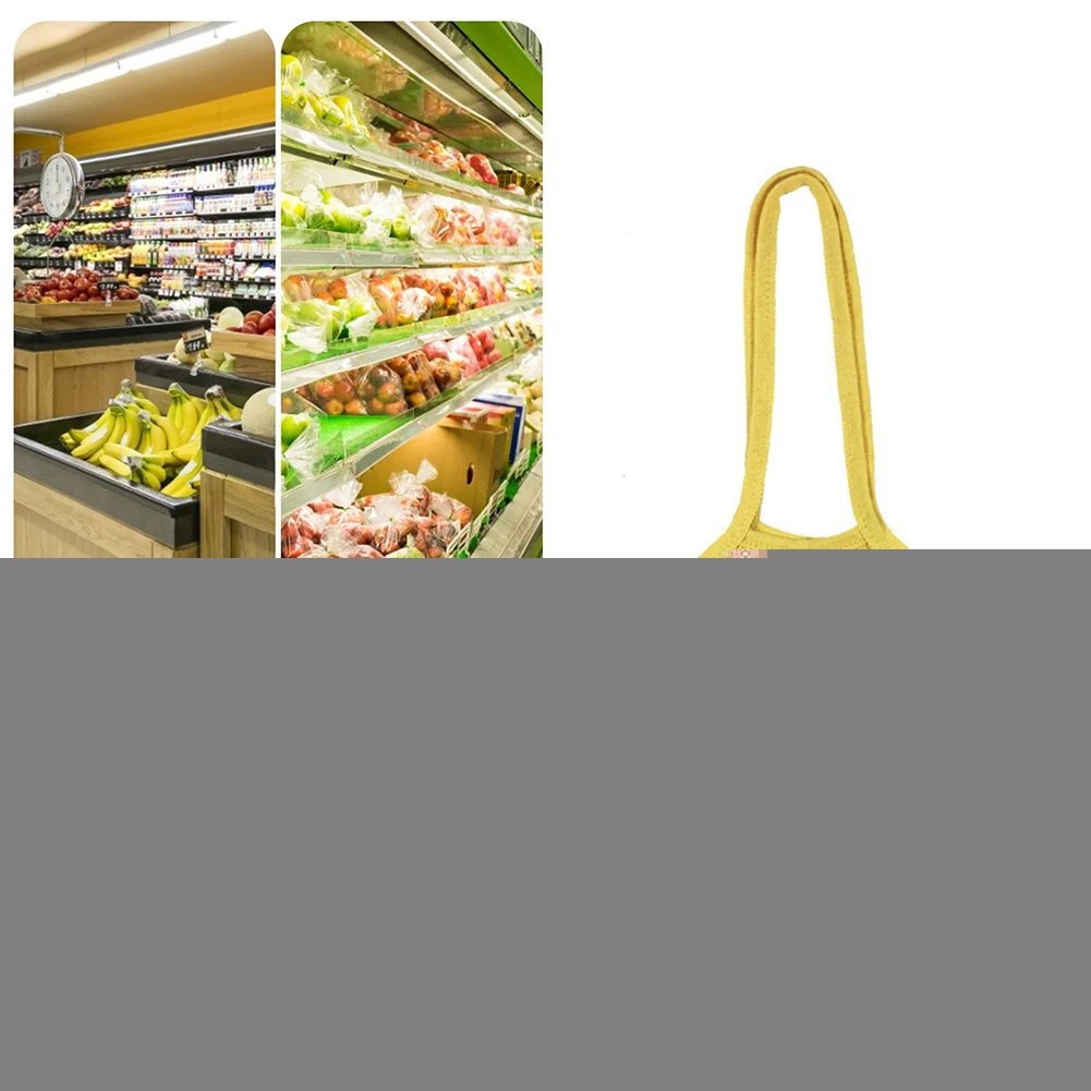 

Портативная многоразовая Хлопковая Сумка-тоут на шнурке, сетчатая моющаяся сумка для покупок с овощами и фруктами, Ажурная сумочка с длинны...