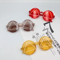 new fashion round frame children sunglasses triangle retro boy girl sun glasses kids baby trend brand plastic eyewear uv400