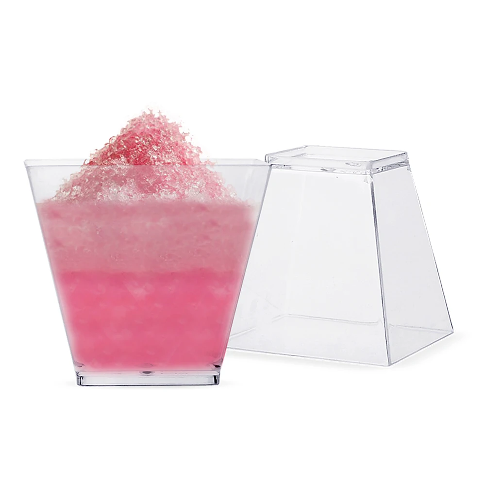 

50pcs 60ml Disposable Plastic Cups Clear Portion Transparent Trapezoidal Food Container For Jelly Yogurt Mousses Dessert Baking