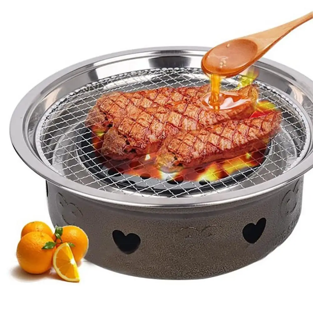 

Round Stainless Steel BBQ Grill Roast Mesh Net Non-stick Barbecue Baking Pan