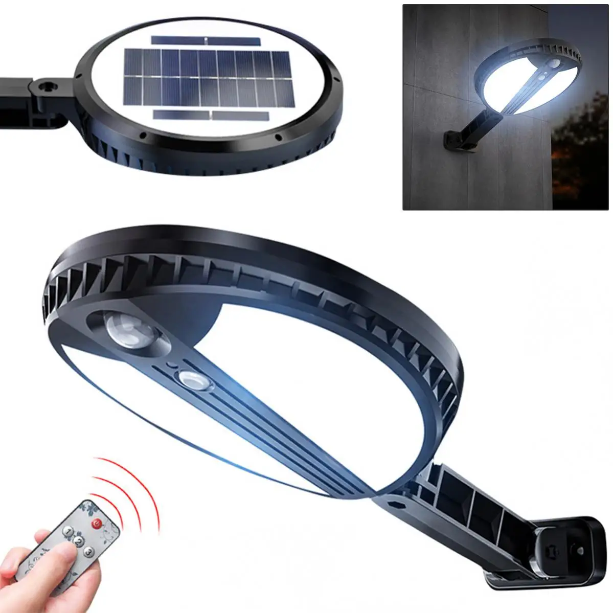 

PIR LED Solar Street Lights Outdoor Wall Light Motion Sensor Remote Control Waterproof Wall Lamp for Outdoor Home Garden