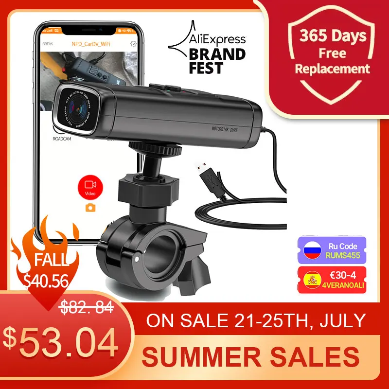 Sameuo Q1 moto rcycle Водонепроницаемая камера видеомагнитофон Moto dash cam wifi 1440P ночное