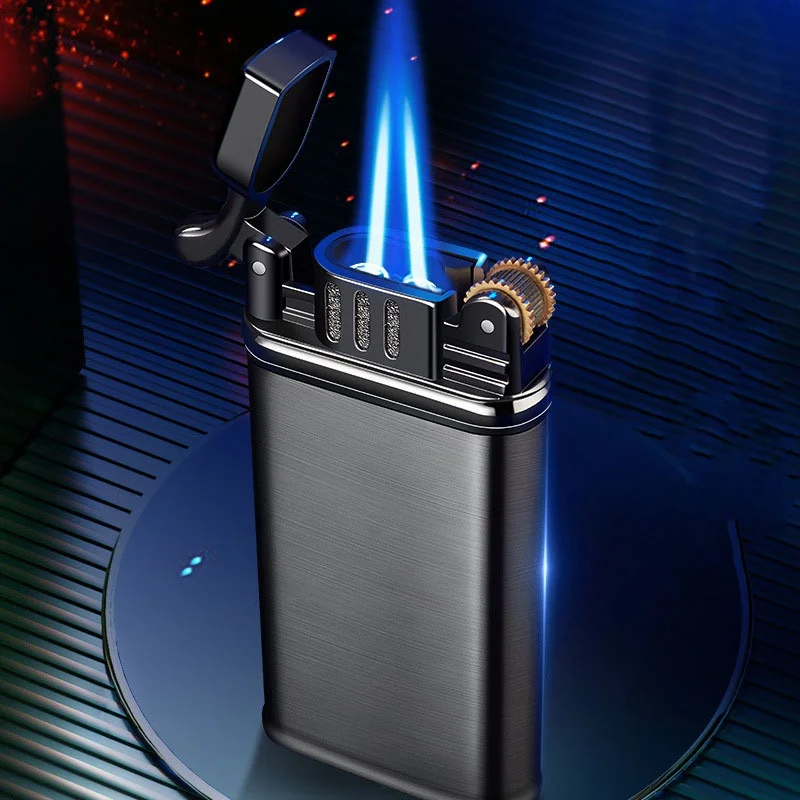 Металлическая газовая зажигалка откидная крышка шлифовальный круг двойная