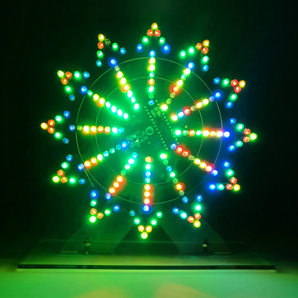 DIY electronice kit LED rotating ferris wheel circuit learning soldering 16kinds flashing mode remote control 5V input |