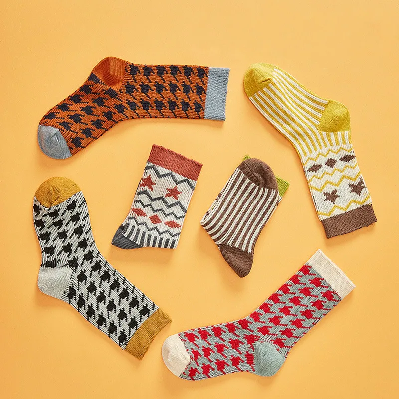 

6 Pairs 1-8 Years Children Socks Spring Autumn Fashion Striped Student Sport Socks Kids Baby Boys Girls Tube Sock