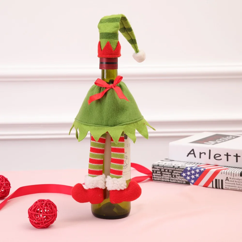 2 цвета эльф пакет для красного вина Рождество крышка бутылки с красным вином