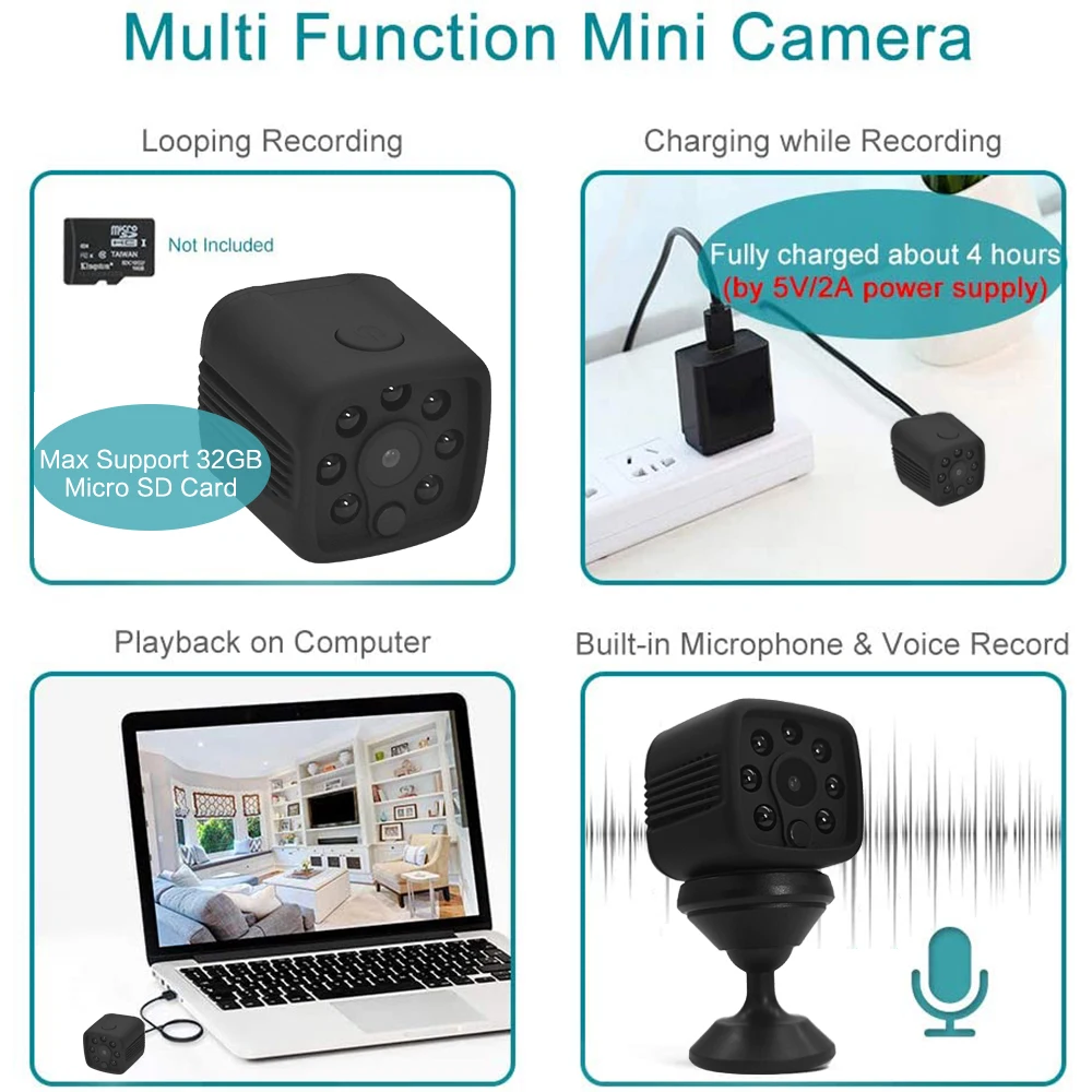 Мини камера HD 1080P видеокамера для записи звука Спортивная DV DVR безопасности с