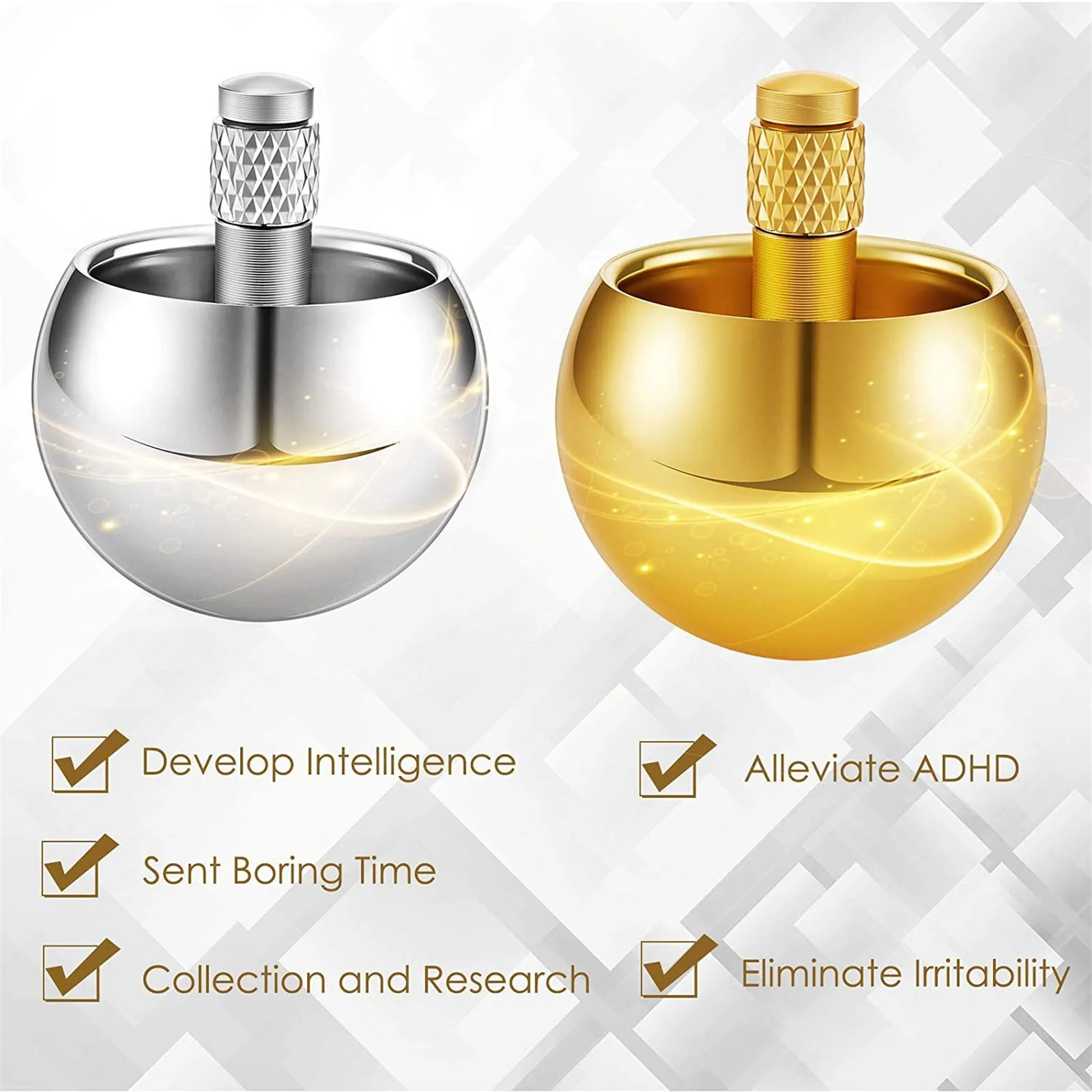 

Metal Stainless Steel Physics Toys Stress Relief Toy Science Educational Decompression Metal Spinning Toy For Kids Adult 2Pcs/P