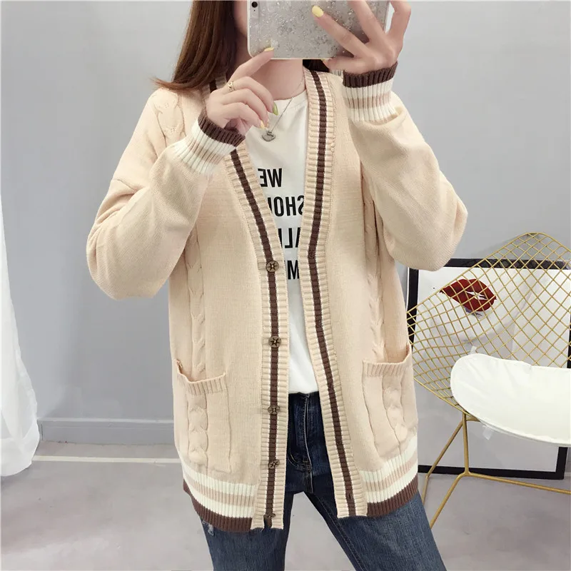 Women sweater knit striped cardigans full sleeve and length single breasted solid spring autumn casual 2019 fashion |