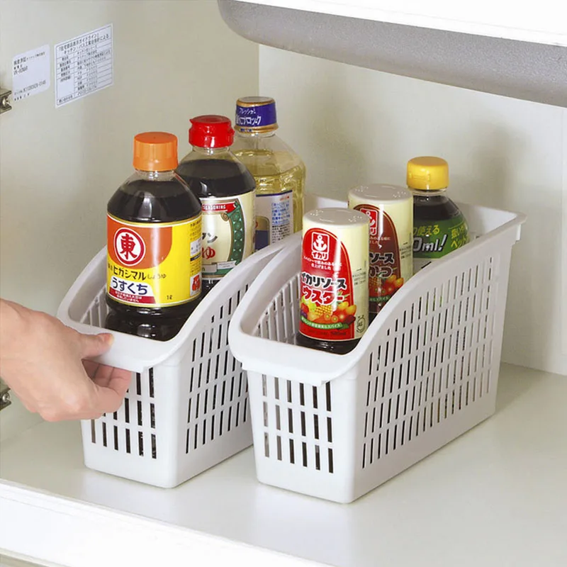 

Kitchen seasoning bottle soy sauce bottle storage basket Kitchen cabinet food and beverage plastic storage basket