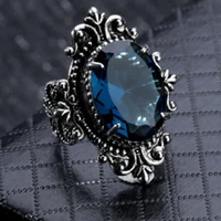 natural aqua blue topaz ring womens vintage thai silver goose egg ring silver 925 ring birthday festival gift jewelry