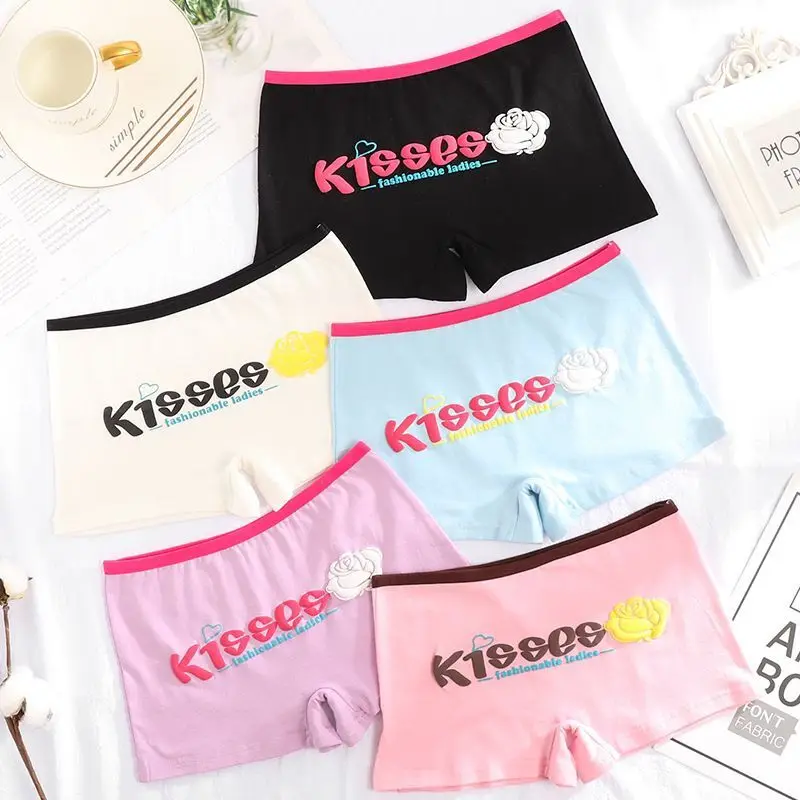 

10Pc/Lot Girls Boxer Brief Panties Teens Cotton Underwear Kids Children Training Hipster Underwear 10-18Y