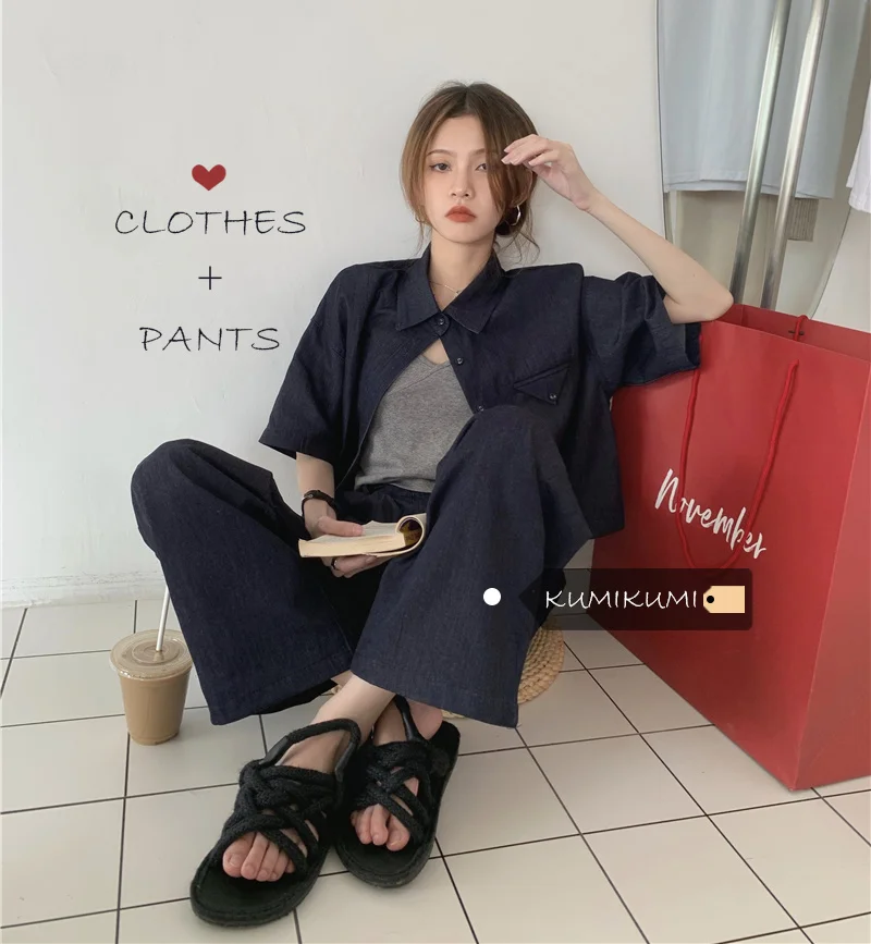 Женская летняя тонкая джинсовая короткая рубашка с высокой талией модные