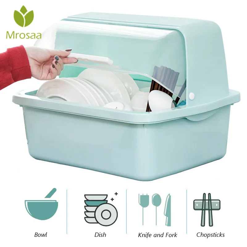 

Large Dish Rack Kitchen Storage Box Holder Dinnerware Organizer Bowl Plate Portable Tableware Draining Rack Home Shelf Cupboard