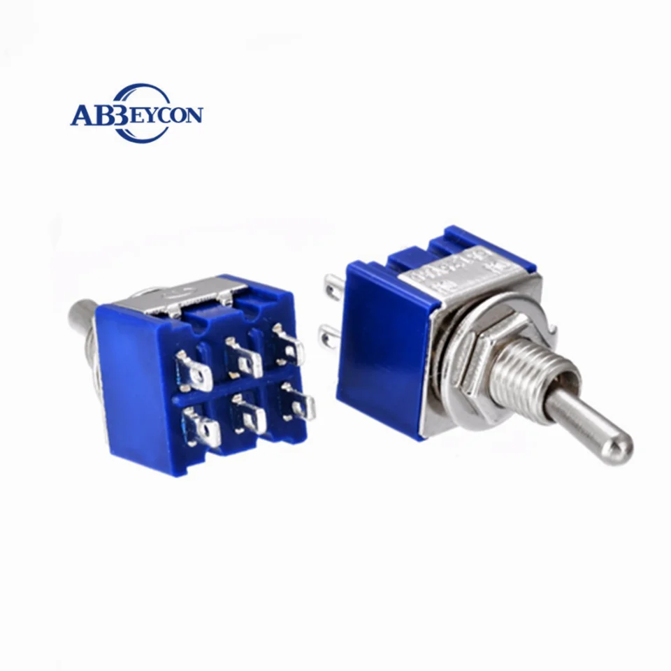 5PCs Miniature Toggle Switch Double Pole Throw DPDT (MTS202) ON-ON 120VAC 6A 1/4 Inch Mounting MTS-202 | Обустройство дома