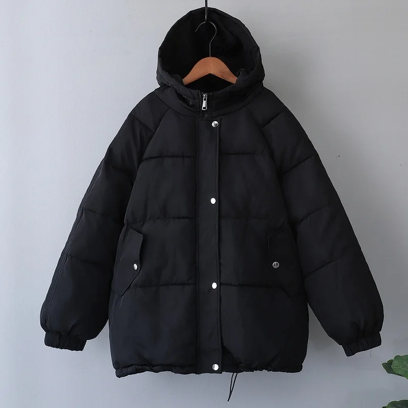 Women's Winter Thick Jackets 2021 Autumn Black Parka Long Sleeve Casual Oversized Purple Puffer Bubble Coat with Hooded