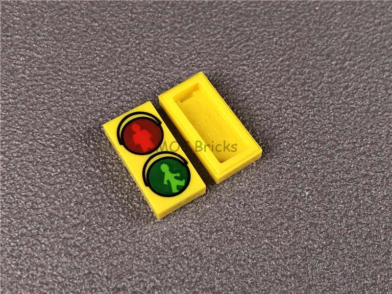 20 шт./лот плитка 1x2 с светофорным рисунком зеленая Прогулка и красный узор Don't Walk