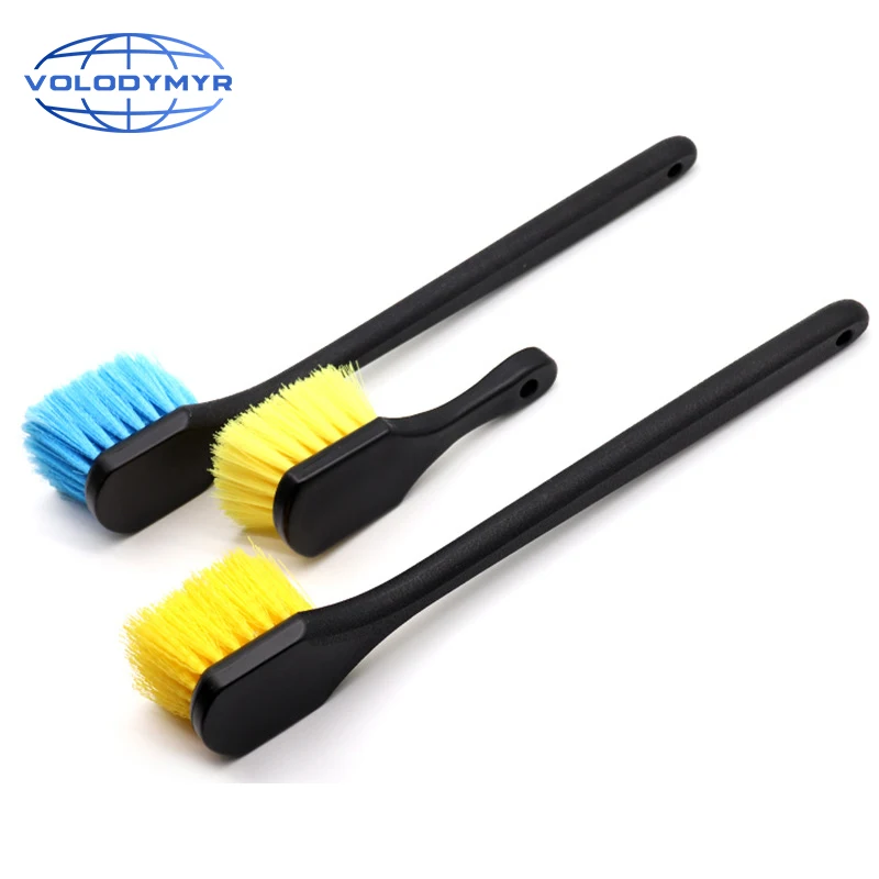 

Car Brush Rim Tire Wheel Cleaner with Long Handle and Yellow Hard Bristles Detailer for Detail Clean Auto Cleaning Detailing