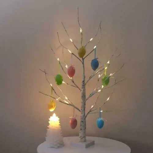 

Easter Tree with Lights for Ornaments Decorations Hanging Easter Eggs White 60cm Bedroom Artificial Tree Decor