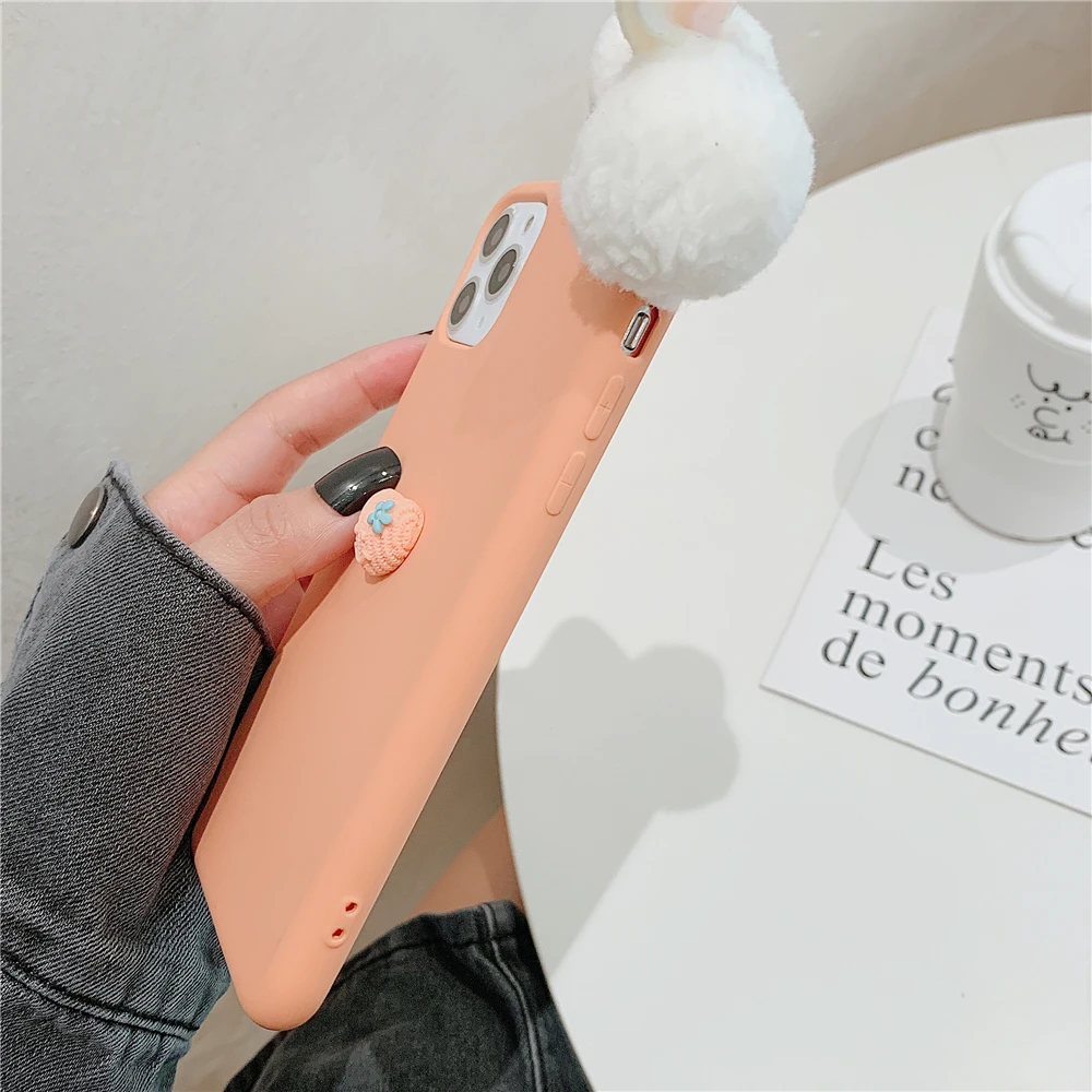 Роскошный зимний теплый 3D милый плюшевый чехол для телефона с кроликом Iphone 11 Pro Max