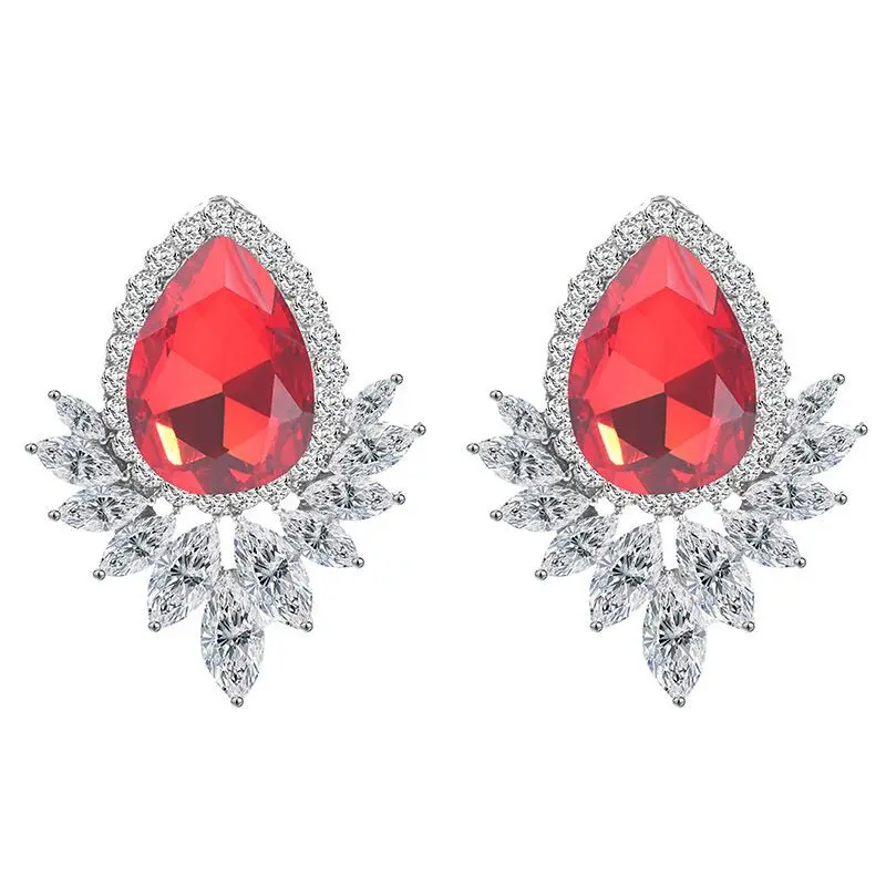 Новинка женские модные серьги с кристаллами стразы Красный/Розовый стекло