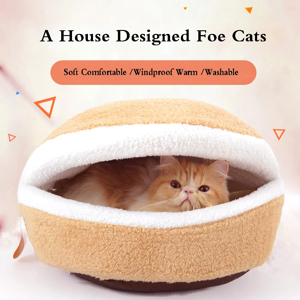 Домик для домашних животных домик с ковриком складная кровать кошек гамбургеров