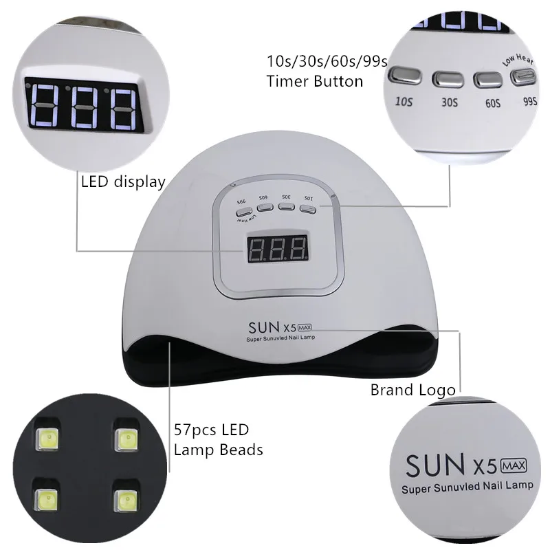 Лампа SUN X5 MAX УФ/LED с датчиком и ЖК-дисплеем для маникюра сушилка гель-лака