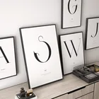 Постер в скандинавском стиле от A до Z, 26 букв, печать на холсте, настенное искусство, черные и белые буквы, декоративные картины для гостиной, домашний декор