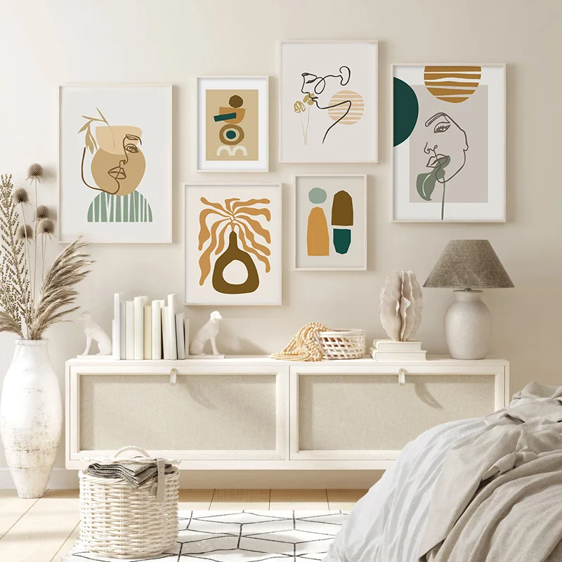 

Canvas Painting Abstract Line Face Leaves Girl Body Posters Minimalist Wall Art Canvas Poster Print Nordic Picture Home Decor