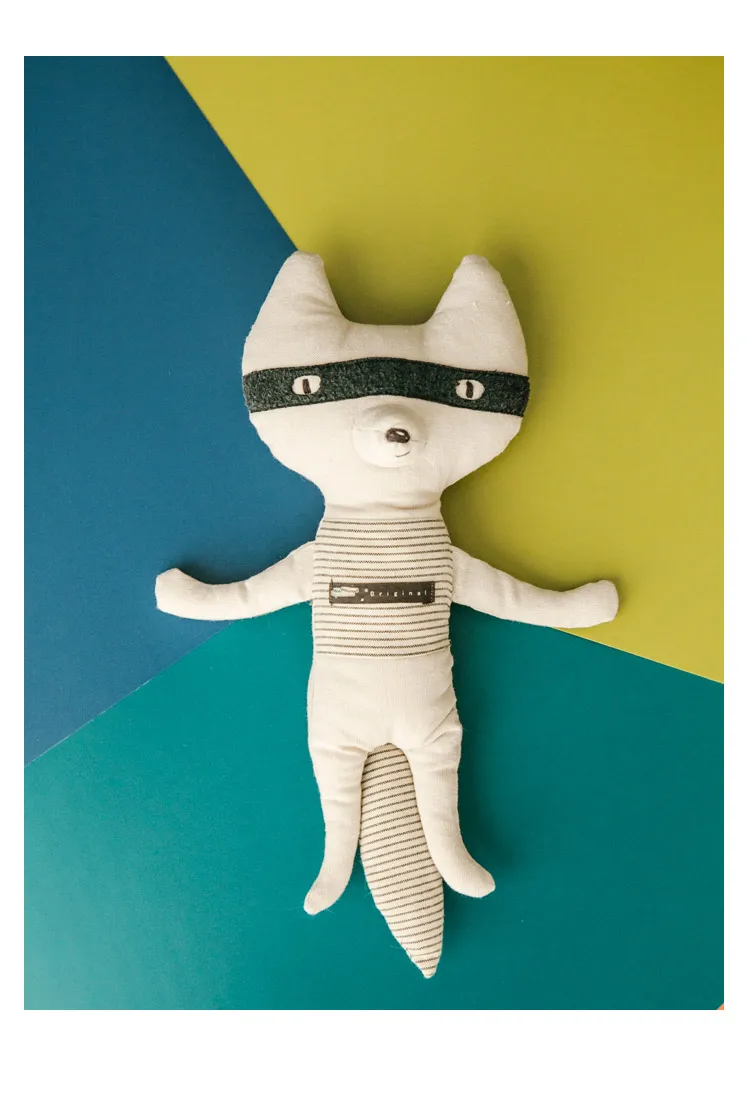 Хлопчатобумажная льняная набивная маска енота с глазами ручной работы мягкая