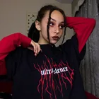 Футболка женская в стиле панкготика, свободная уличная одежда в стиле Харадзюку, модная повседневная винтажная тенниска с надписью и коротким рукавом, черный цвет, на лето