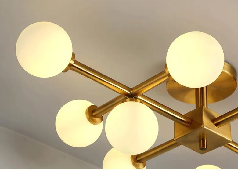 Скандинавский золотой современный светильник потолочный стеклянный подвесной