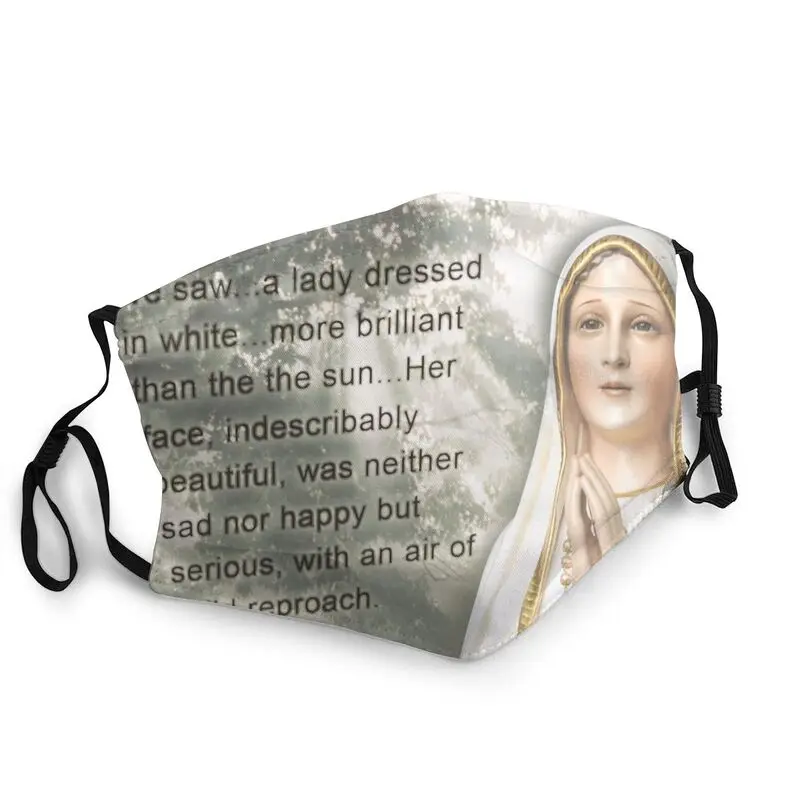 

Our Lady Of Fatima Washable Face Mask Christian Portugal Rosary Virgin Mary Dustproof Protection Cover Respirator Mouth Muffle