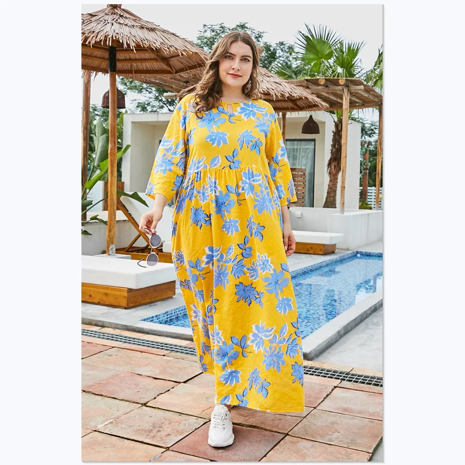 

New Large Women's Dress Autumn and Winter Fresh Sweet Wind Loose Leisure Long Dress