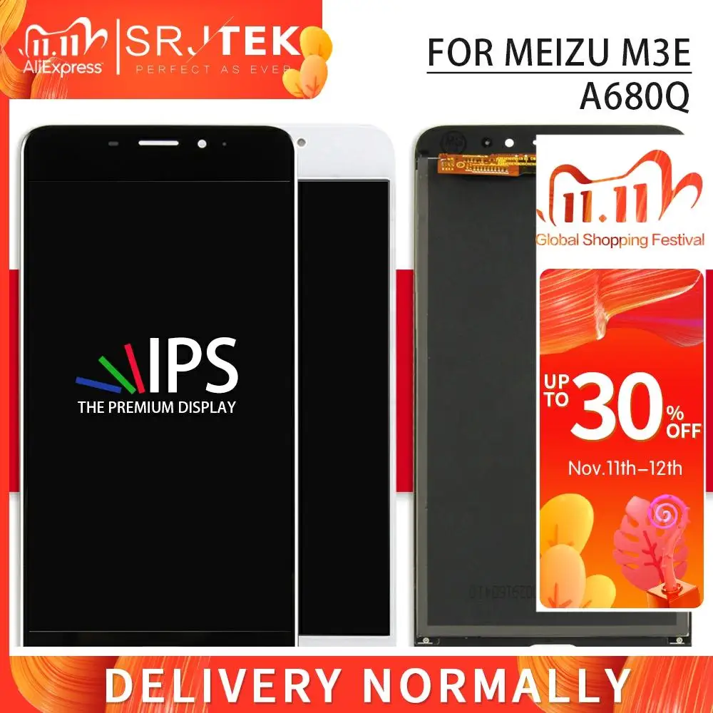 Srjtek For MEIZU M3E LCD Display Panel Touch Screen Digitizer Sensor Glass Full Assembly 5.2" With Frame Meilan E A680Q | Мобильные