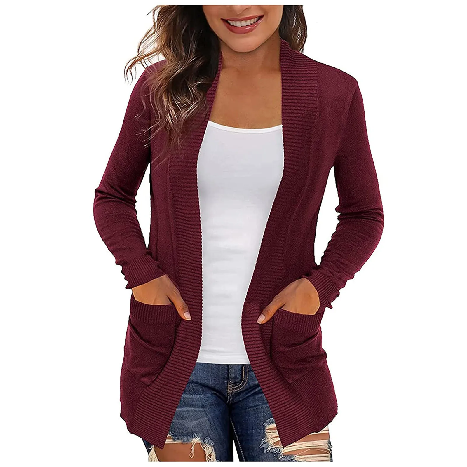 

Autumn Winter Women Knitted Cardigan Coats Casual Loose Pocket Female Long Sleeve Sweater Cardigan Ladies Tops кардиган женский