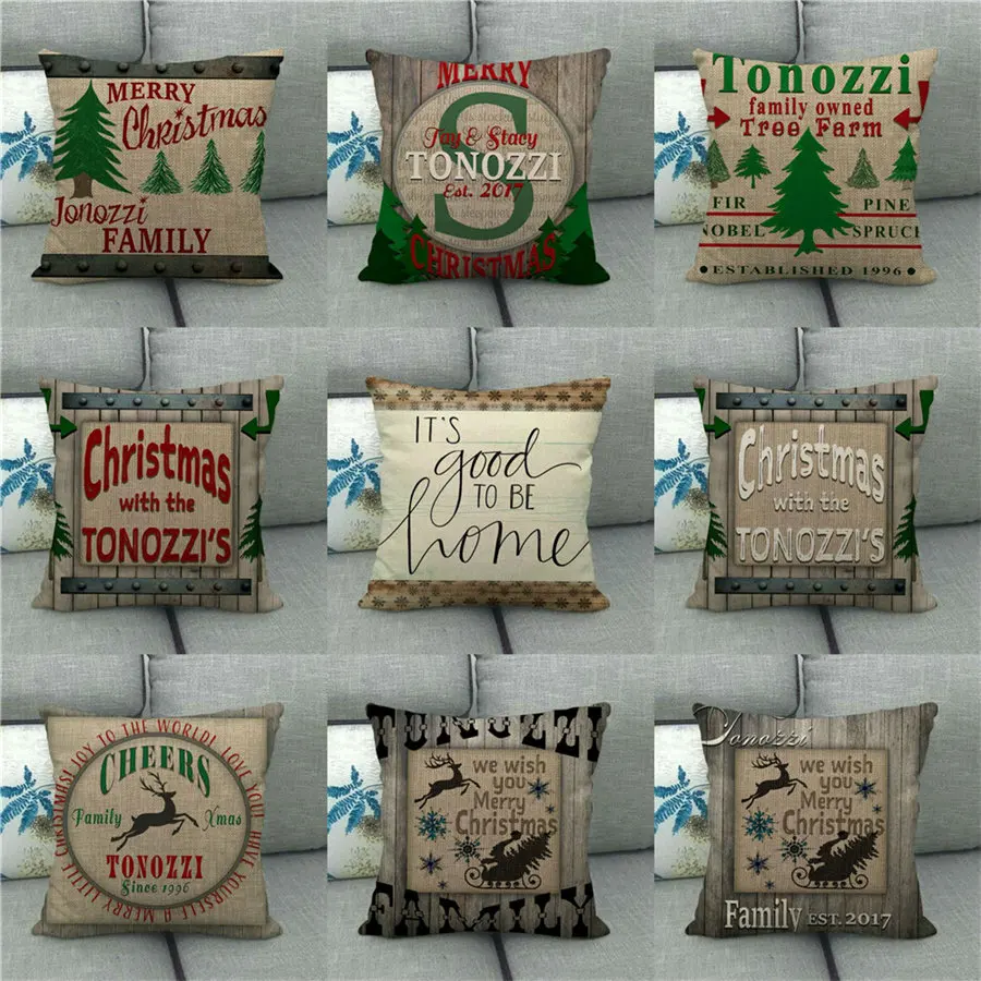 Merry Christmas Retro Xmas Elk Deer Vintage Wood Pillow Covers Home Bedroom Car Sofa Decor Cushion Case Pillowcase | Дом и сад
