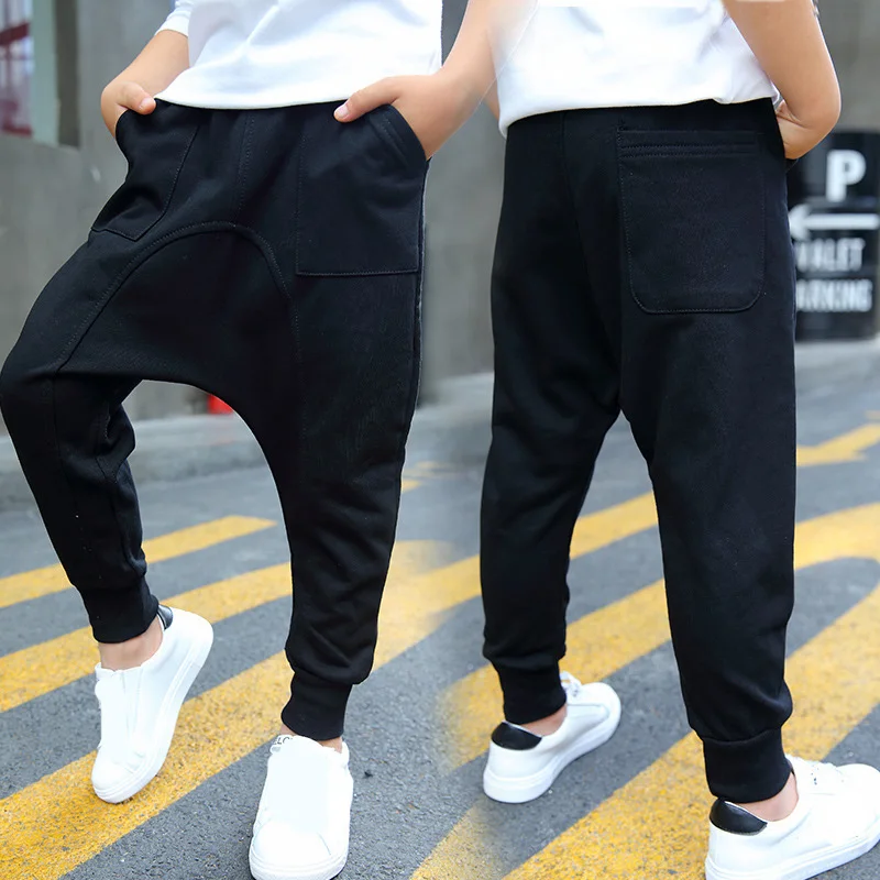 Брюки для мальчиков детские шаровары осенне-зимняя одежда маленьких черные