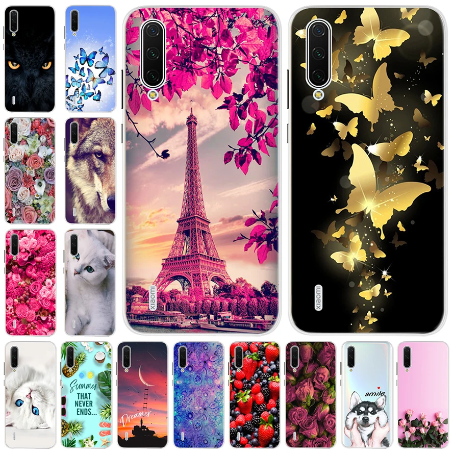 Крутой чехол для Xiaomi Mi CC9 силиконовый мягкий с изображением животных цветов