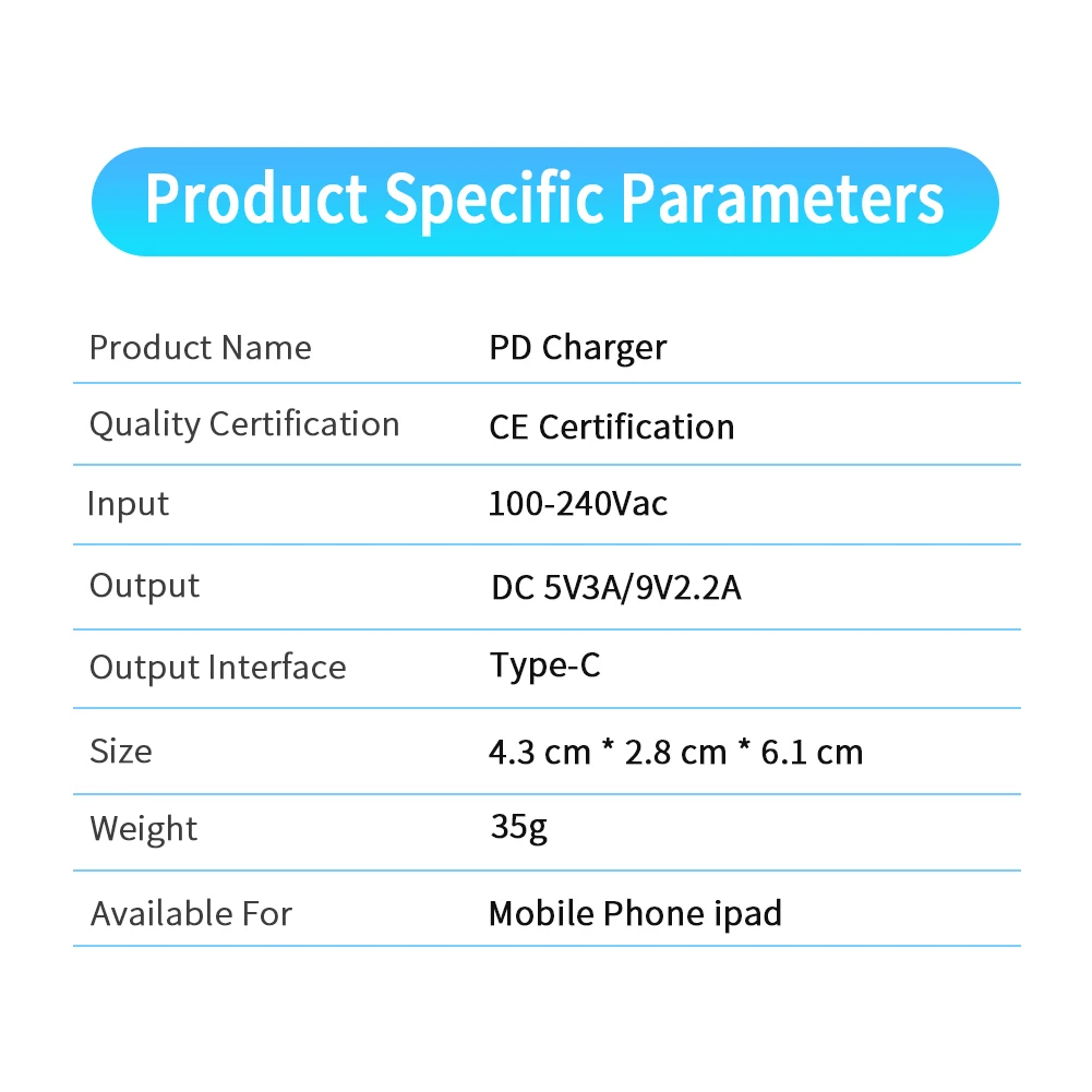 

Byscoon PD 20W USB Type C Power Adapter Charger US EU Plug 9V 2.22A Fast Charger For iPad Pro Air iPhone 12 mini 11 Pro Max Xs X