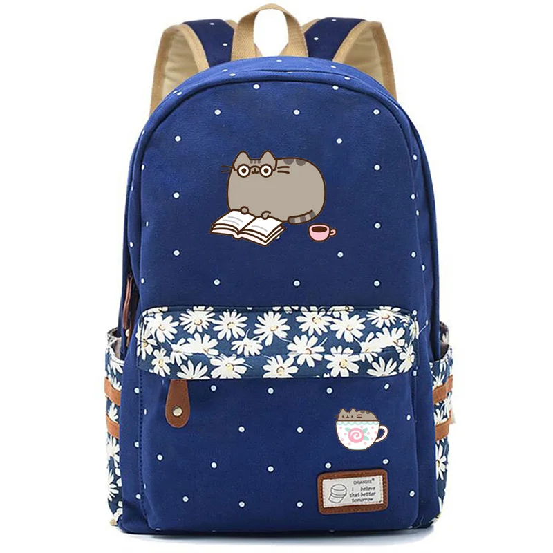 Navy blue A IMIDO милый рюкзак с котиками для студентов, яркий цвет, плечи, рюкзак большой емкости, подростковые дорожные сумки, обратно в школу, сумка - Цвет: Navy blue A