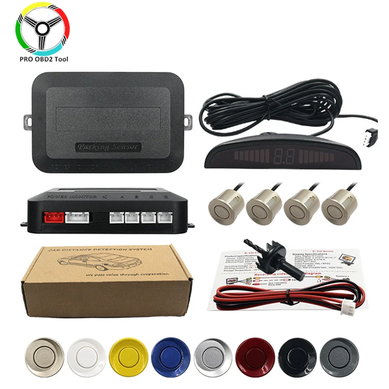 Универсальный Автомобильный датчик парковки со светодиодный ным дисплеем 4